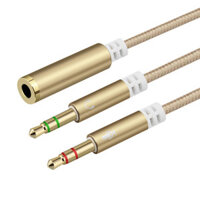 SONGFUL M4S 3.5mm Earphone Splitter Cable Stereo 3.5mm Female to 2 * 3.5mm Male Computer Microphone Headset Audio Conver