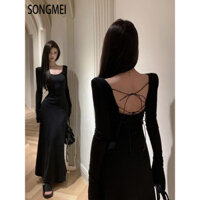 SONGMEl váy Đầm váy nữ body đầm Vintage Xu hướng Cổ điển xu hướng WLQ2491SHF 39Z240925