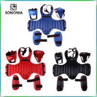 Sonia Sanda Gear Set Shin Leg Bảo vệ ngực Mũ bảo hiểm Groin Protector Màu đỏ