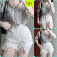 [SONL1392] QUẦN SHORT JEANS ĐÙI NỮ LƯNG CAO RÁCH CÀO LAI PHỐI LỘ TÚI MÀU TRẮNG LAI TUA HOT HÍT SIÊU CÁ TÍNH