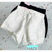 [SONL887] QUẦN SHORT JEANS ĐÙI NỮ LƯNG CAO RÁCH NHẸ MÀU TRẮNG ĐEN LAI TUA TÔN DÁNG SIÊU PHÁ CÁCH ĐỈNH CAO
