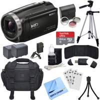 Sony HDR-CX675/B Full HD Handycam Camcorder Bundle with 64GB Memory Card, Camera Bag, 2540 mAh Battery, Battery Charger, Table-top Tripod, 60 Inch ...