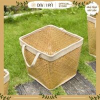 Sọt cỏ bàng có quai Đan Trà, cỏ bàng cao cấp tự nhiên, sọt mây tre đan đựng đồ, đựng quần áo, trang trí homestay, resort