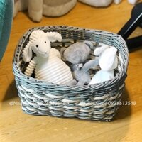 Sọt đa năng đan dây nhựa màu xám trắng/ Resin basket for home decor