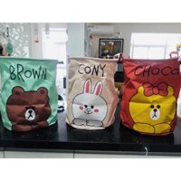Sọt giỏ vải đựng đồ chơi, quần áo, chăn size to 45L,10L chống thấm có thể gập m mẫu Gấu Thỏ Brown Cony Choco LINE
