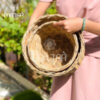 Sọt Mây Rắc Đan Trà, Khay Mây Tre Đựng Hoa Quả  Rau Củ - Sọt Mây Rắc Đựng Đồ- Nội Thất Decor Mây Tre ĐAN TRÀ - Sọt Mây Rắc Lớn 24x24x30