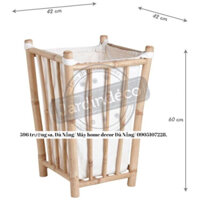 Sọt Tre Đựng Quần Áo Có Lót, Kích thước 42*42*H60cm/ Nguyên Liệu Tự Nhiên Thân Thiện Môi trường/ Phong Cách Vintage