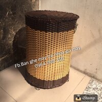 Sọt tròn đựng đồ có nắp nhựa giả mây