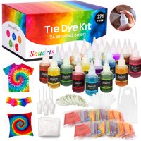 Souarts DIY Tie Dye Kits - 26 Colors Fabric Dye Art Set with Rubber Bands Gloves and Table Covers for Kids Christmas and Birthday Gift