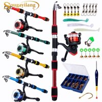 Sougayilang Bộ cần câu và máy câu dài 1,8m, có thể thu gọn, có máy câu quay để câu cá nước ngọt