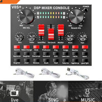 Sound card âm thanh V8S có bluetooth cùng pin sạc - hát thu âm, livestream và karaoke,hàng chuẩn Phuzinshop