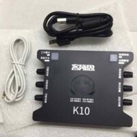 Sound card K10 livestream hát live karaoke thu âm chuyên nghiệp kèm dây lấy nhạc và dây nguồn