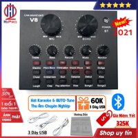Sound card livestream v8 Bluetooth H2PRO cao cấp có AUTO-Tune (1 bộ), Sound card v8 thu âm chuyên nghiệp, hát karaoke online hay (tặng 3 dây 60k)