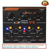 Sound card thu âm AQTA V9 đa năng hát karaoke và livestream V9 có AutoTone tiếng anh có tích điện pin sạc