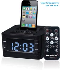 SOUNDMAX I-5 (2.0) 6W - Loa di động tích hợp Docking hỗ trợ Ipod/ Iphone  có đồng hồ báo giờ (soundmax i5)