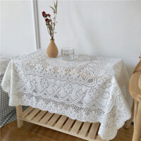 South Korea ins Lace Tablecloth Vintage Coffee Table Cloth College Student Dormitory Bedroom Bedside Table Refrigerator White Cover Cloth YCX7