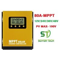 SOYER TECH MPPT 80A điều khiển năng lượng mặt trời hiển thị LCD 12V 24V 36V 48V tự động nhận Bình Acquy có tản nhiệt