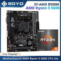 Soyo AMD B550M với AMD Ryzen 5 5600 CPU Bo mạch chủ SET 6 Core 12 Chủ đề PCIe4.0 cho máy tính máy tính chơi game bo mạch chủ Combo Gói bo mạch chủ CPU