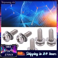 Soyoung 100pcs M4 chảo pan vít đầu 304 Bu lông khai thác bằng thép không gỉ với vòng đệm phẳng 12 mm chiều dài vít kết hợp