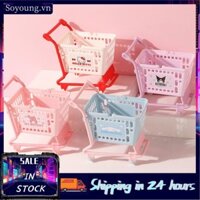 Soyoung Mini Xe Đẩy Xe Đẩy Hoa Văn Hoạt Hình Siêu Thị Xe Đẩy Tay Lưu Trữ Đồ Chơi Để Bàn Trang Trí Người Tổ Chức
