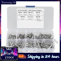 Soyoung Vít ổ cắm lục giác M3 260 chiếc Bu lông phẳng đầu bằng thép không gỉ 304