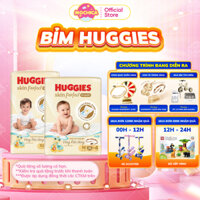 [SP có voucher Live X]Combo 2 Tã/bỉm dán/quần Huggies Skin Perfect NB76/S80+2/M76+3 miếng với 2 vùng thấm giảm kích ứng
