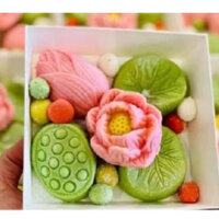 SP - Set 4 khuôn silicon  hoa sen, lá sen 4D làm bánh chè trôi nước, rau câu, bánh da lợn, cơm xôi