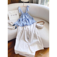 SP019939 SET ÁO DOLL CARO XANH 2S + QUẦN SUÔNG TRẮNG 🤍