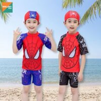 SP06 - Đồ bơi áo tay ngắn + quần short bé trai Spider Man, Cá mập Feed Me chống tia UV chống nắng kháng clo hồ bơi