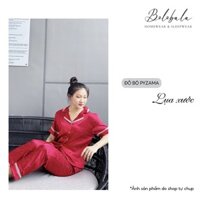 SP_59 Bộ đồ pijama BOLOBALA bộ ngủ pizama cộc tay quần dài chất lụa xước hoa hồng mềm mịn form bigsize