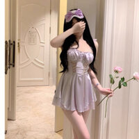 SP.793 Váy ngủ lụa hai dây đan eo dễ thương, đầm ngủ Quảng châu mặc nhà