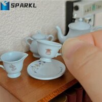 Sparkl 5 Cái / bộ Cốc Cà Phê Bộ Trà Mini, Ấm Siêu Tốc Nhân Tạo Bộ Cốc Trà Sứ Thu Nhỏ, Bộ Đồ Ăn Nhà Bếp Tỉ Lệ 1 / 12 Giả Vờ Hợp Kim Ấm Trà Cảnh Thu Nhỏ Đồ Chơi Nhà Búp Bê