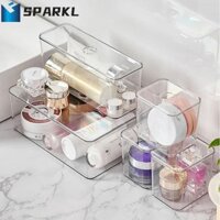 Sparkl 5 Cái / bộ Thùng đựng văn phòng phẩm bằng nhựa, có nắp nâng cao đáy Hộp đựng ngăn kéo trong suốt, Hộp đựng quần áo tiết kiệm không gian lỗ tròn đa năng bền bỉ Văn phòng