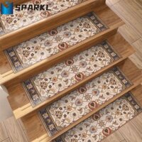 Sparkl 5 Miếng Lót Chống Trơn Trượt, Thảm Cầu Thang Họa Tiết Châu Âu Tự Dính An Toàn Tắt Tiếng, Chống Nước Bảo Vệ Thấm Hút Có Thể Giặt Bước Thảm Cầu Thang