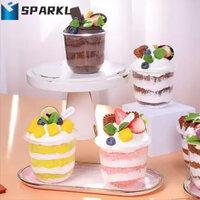 Sparkl 50 chiếc Cốc làm bánh dùng một lần, có nắp vòm Cốc kem hình chữ U, Đồ dùng dự tiệc trong suốt 250 / 360 / 500ML Cốc tráng miệng bằng nhựa Pudding