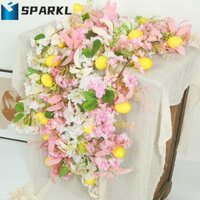 Sparkl Nhân Tạo Lemon Cherry Blossoms Vine, Vòng hoa chanh nhân tạo giống như thật mùa xuân, Cây giả thanh lịch với lá cây Cây xanh Cây nho trái cây giả Trang trí sân vườn ngoài trời
