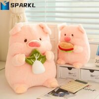 Sparkl Pig Hold Hamburger Đồ chơi sang trọng, Bắp cải PP Cotton Thú nhồi bông Búp bê heo con, Phim hoạt hình sáng tạo Fluffy Ins Nhồi bông Pig Plushie Búp bê trang trí