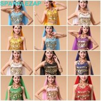 Sparklelap Belly Dance Sequin Top, Trang phục biểu diễn tua rua, Áo ngực Polyester khiêu vũ Latin sáng tạo Thể hiện trang phục sân khấu