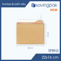 SPBN3 - 22x16 cm - Combo 100 phong bì đóng hàng giấy nâu, thay thế túi nhựa gói hàng