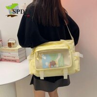 Spdd JK Túi Đeo Vai, Túi Ita Trong Suốt Bông Tai Kẹp Dung Tích Lớn, Huy Hiệu Phong Cách Nhật Bản Di Động Hiển Thị Thường Ngày Túi Tote Vải Du Lịch