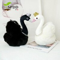 Spdd Nữ hoàng Swan Plushie, Vòng cổ hoa mẫu đơn công chúa Swan Đồ chơi sang trọng, Đồ chơi trẻ em Mô phỏng Chim dễ thương Búp bê thiên nga đen thanh lịch Trang trí nội thất