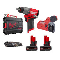 SPECIAL M12 COMBO 3 - Máy khoan M12 FPD2 + Máy cắt M12 FCOT + 2 Pin 12V 5.0Ah + Dao gấp camo