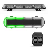 SpeedTech Lights Mini 21 120 Watts LED Strobe Lights for Trucks, Cars, Plows, and Emergency Vehicles with Magnetic Roof Mount in Green/Clear