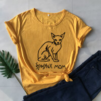 Sphynx Mom Cat Mama Tshirt Mother Plus Size Letters Women T-shirts 90s Cotton  O Neck Kawaii Shirt Short Sleeve Top Tees Girls