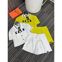 🌺SPK235271905 SET CEL.IN XANH CỐM ÁO CROPTOP KÈM QUẦN SHORTS FREESIZE🌺