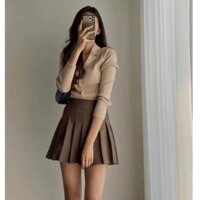 🌺SPK242131202 SET ĐI CHƠI 2 MÓN ÁO TAY PHỒNG CỔ BÈO BO EO KÈM CHÂN VÁY XÒE XẾP LY🌺