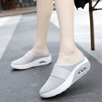 [spnz] Thoáng khí non-slip thoải mái đơn giản baotou mesh flat low top giày thể thao cho nữ qzz