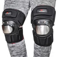 Sport Motorcycle Racing Knee Guard Pad  Metal Protection Coverage Black