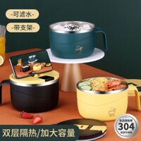 Spot #304 Stainless Steel Instant Noodle Bowl with Lid Dormitory Students Fresh-Keeping Lunch Box Adult Bento Box Canteen Canteen Meal Bowl Portable 12cc