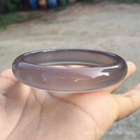 [Spot] Chalcedony, ngọc tự nhiên, màu cơ bản, vòng tay mã não xám Brazil, hạt Băng màu tím khói
